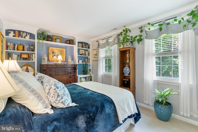 3635 Wessex Ln, Huntingtown, MD 20639 - carpeted bedroom featuring ornamental molding