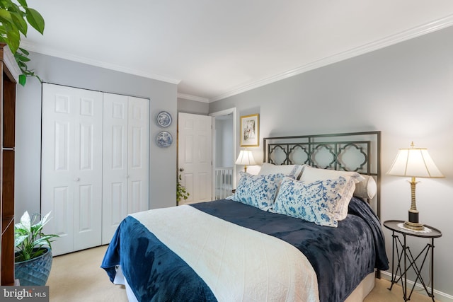 3635 Wessex Ln, Huntingtown, MD 20639 - carpeted bedroom with a closet, crown molding, and baseboards