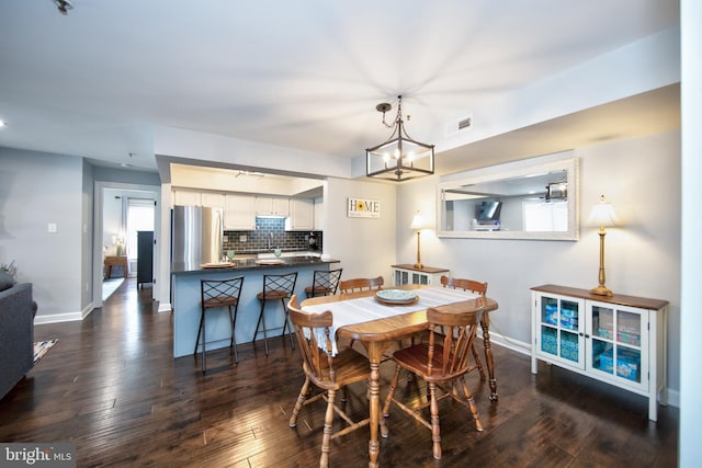 904 Martell Ct Unit 904-E, Bel Air, MD 21014 - dining room with a chandelier, baseboards, dark wood finished floors, and recessed lighting