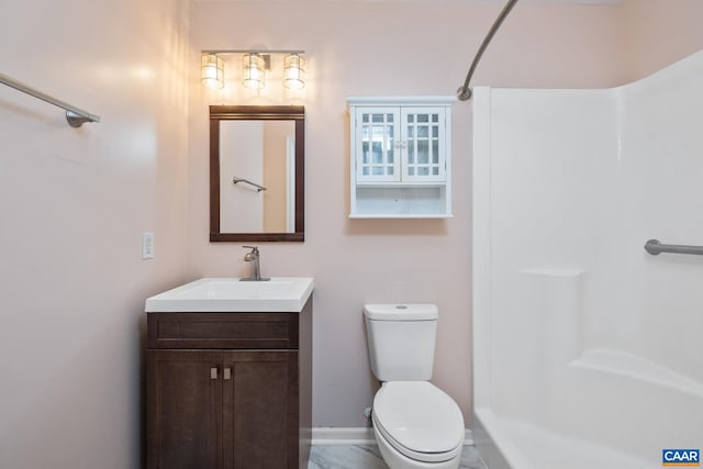 25 S Bearwood Dr, Palmyra, VA 22963 - bathroom with walk in shower, vanity, and toilet