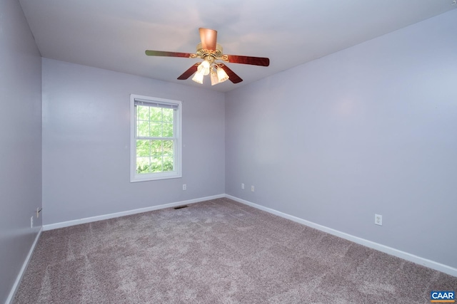25 S Bearwood Dr, Palmyra, VA 22963 - empty room with baseboards, visible vents, a ceiling fan, and carpet floors