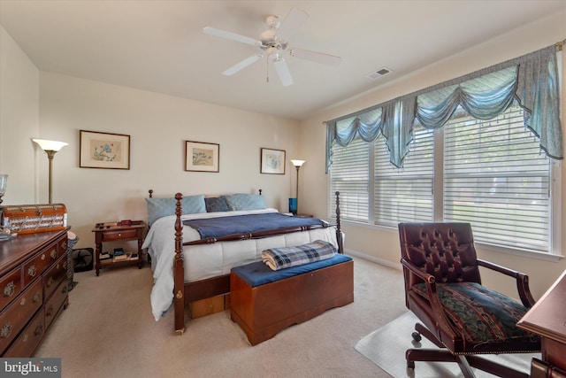 44516 Blueridge Meadows Dr, Ashburn, VA 20147 - bedroom featuring light colored carpet, ceiling fan, and visible vents