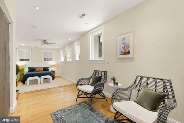 1320 Park Rd NW Unit 1, Washington, DC 20010 - sitting room featuring wood finished floors, baseboards, recessed lighting, and a ceiling fan