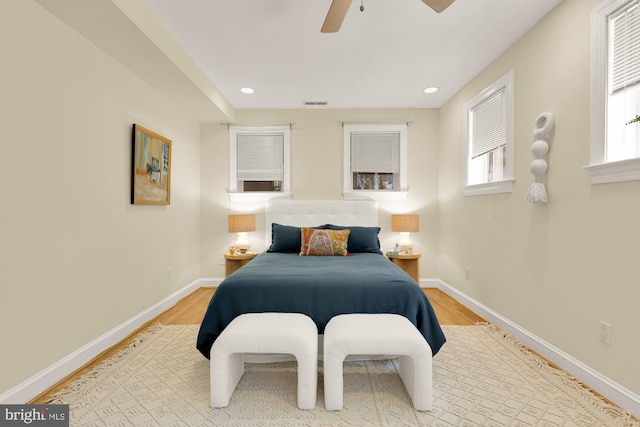 1320 Park Rd NW Unit 1, Washington, DC 20010 - bedroom with baseboards, wood finished floors, recessed lighting, and ceiling fan