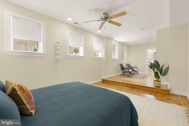1320 Park Rd NW Unit 1, Washington, DC 20010 - bedroom featuring wood finished floors, baseboards, recessed lighting, and ceiling fan