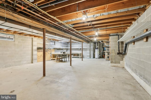 unfinished below grade area with gas water heater