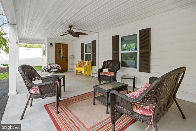 view of patio / terrace featuring a ceiling fan