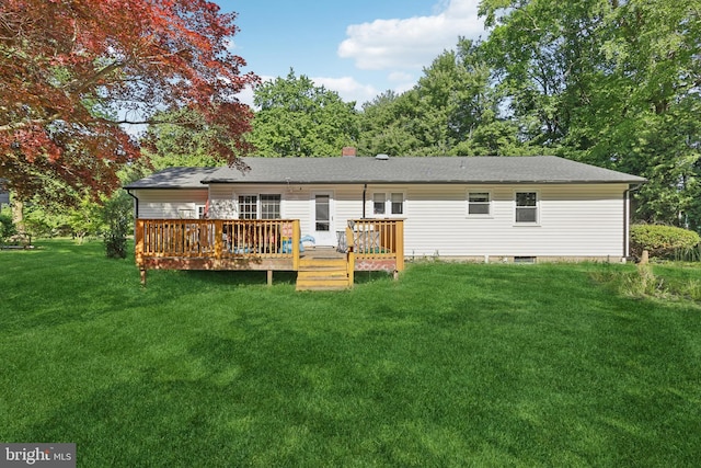 947 Old York Rd, Hightstown, NJ 08520 - rear view of property featuring a yard, a deck, and a chimney