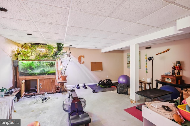 947 Old York Rd, Hightstown, NJ 08520 - workout room featuring a paneled ceiling