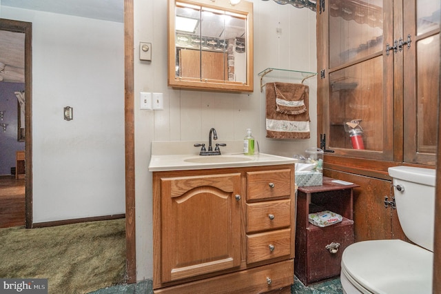 bathroom with toilet and vanity