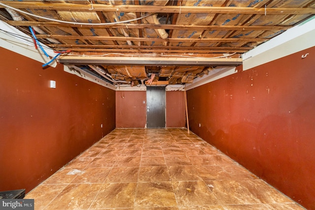 view of unfinished basement