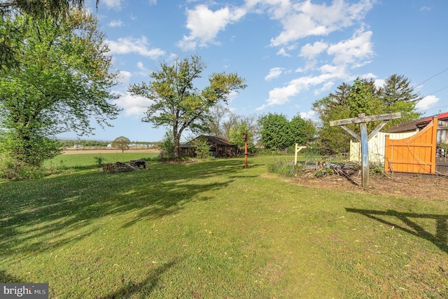 view of yard with an outdoor structure