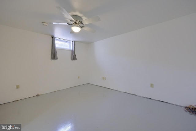 unfurnished room with finished concrete flooring