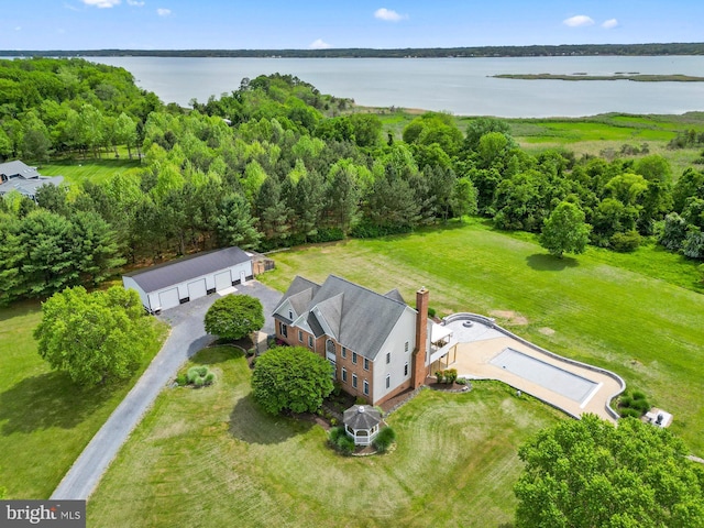 view from above of property featuring a large body of water