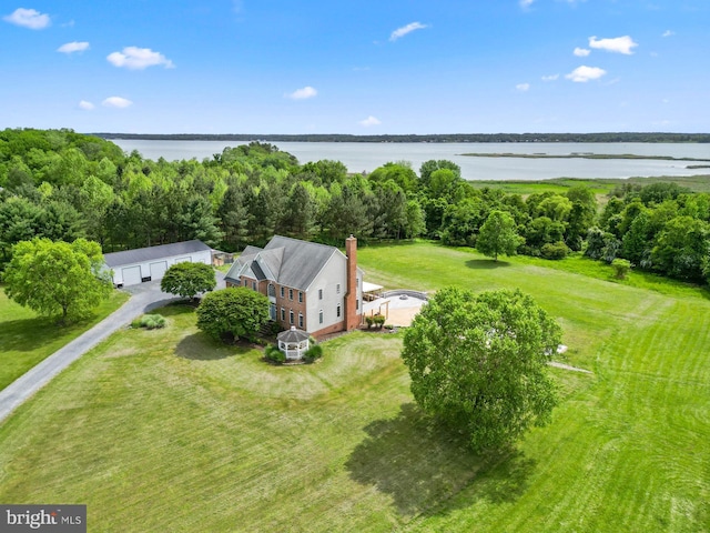 view from above of property featuring a nearby body of water