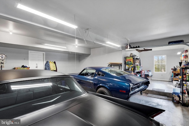 garage with baseboards