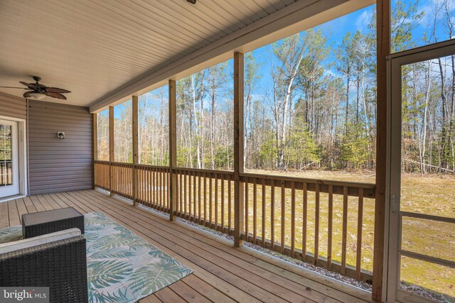 7438 Wildseed Pl, Hughesville, MD 20637 - wooden terrace with ceiling fan