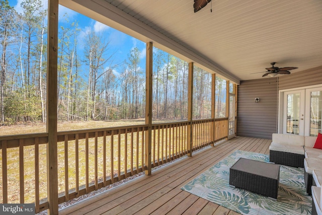 7438 Wildseed Pl, Hughesville, MD 20637 - sunroom with ceiling fan and french doors