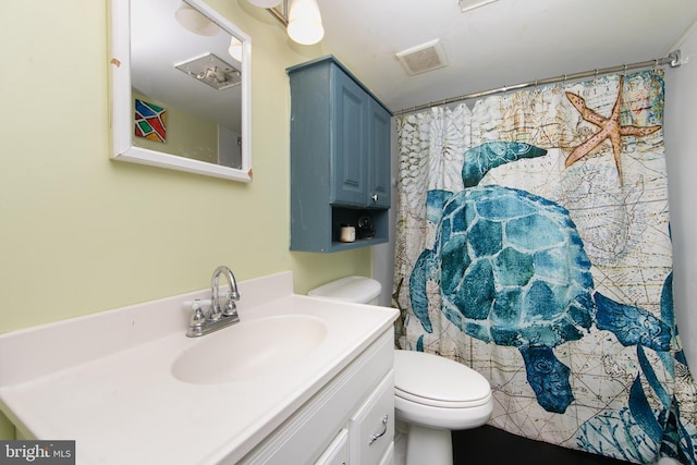 43 Churchill Rd, Cherry Hill, NJ 08034 - full bathroom with toilet, visible vents, curtained shower, and vanity