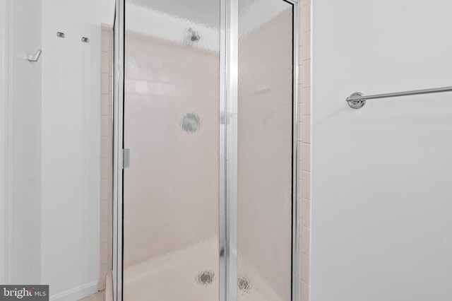 bathroom featuring a stall shower
