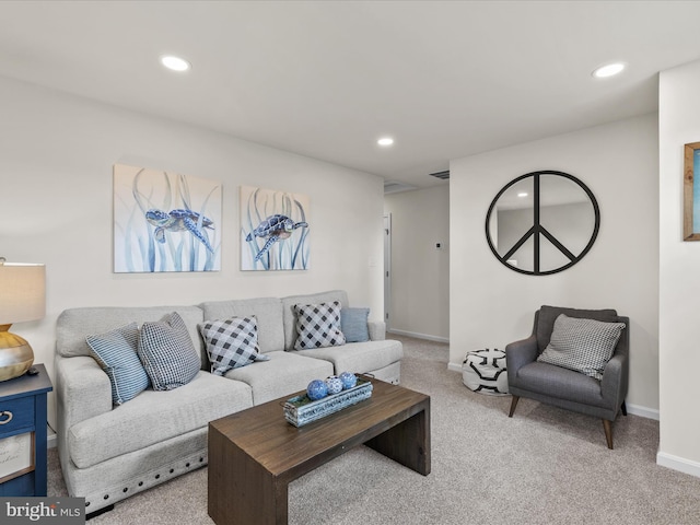 35040 Dundee St Unit 133, Frankford, DE 19945 - living area with baseboards, recessed lighting, and carpet