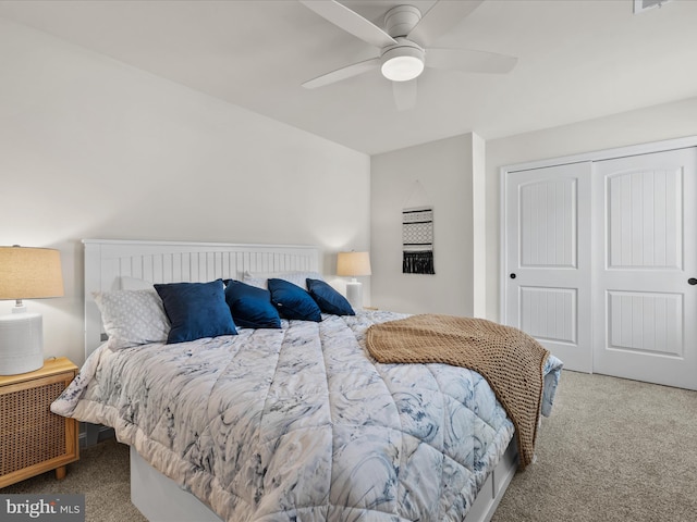 35040 Dundee St Unit 133, Frankford, DE 19945 - bedroom featuring carpet flooring, a closet, and a ceiling fan