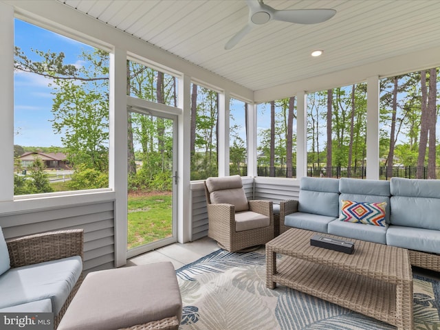 35040 Dundee St Unit 133, Frankford, DE 19945 - sunroom / solarium with an outdoor living space and ceiling fan