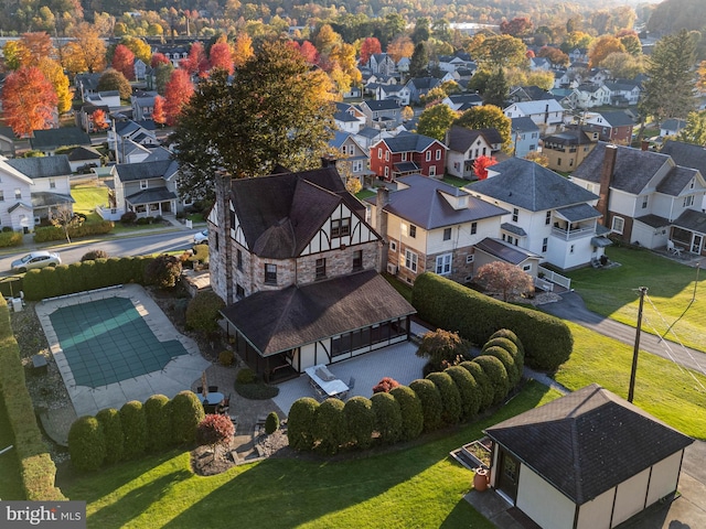 aerial view with a residential view