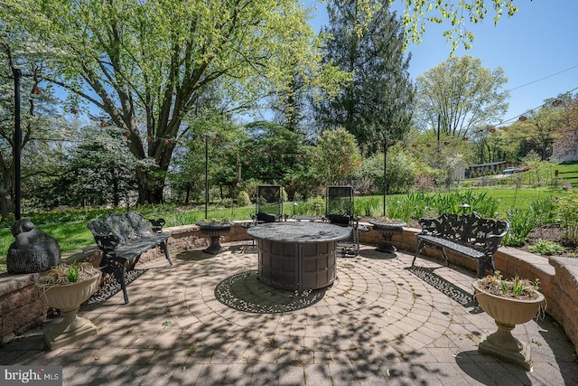 view of patio featuring an outdoor fire pit