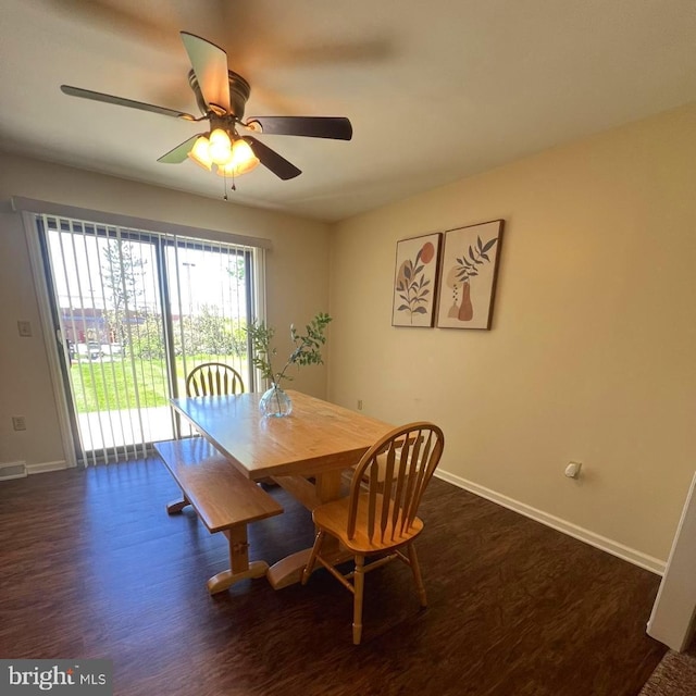54 Ethel Ave, Hummelstown, PA 17036 - dining space with wood finished floors, baseboards, and a ceiling fan