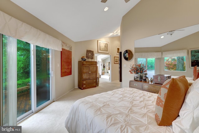 11566 Lake Newport Rd, Reston, VA 20194 - carpeted bedroom with vaulted ceiling, access to outside, recessed lighting, and baseboards