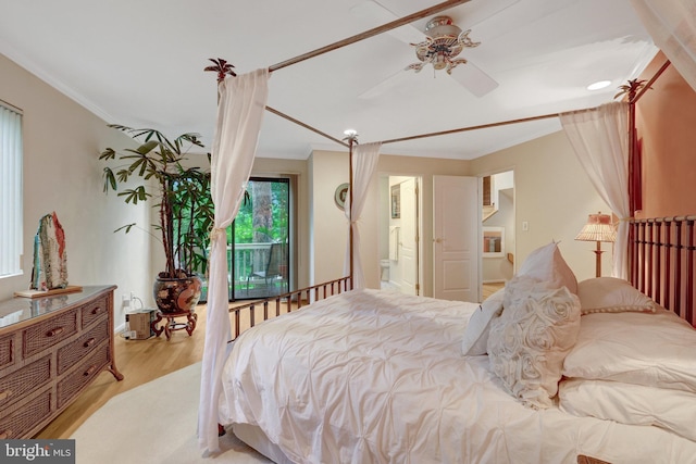 11566 Lake Newport Rd, Reston, VA 20194 - bedroom featuring ornamental molding, wood finished floors, a ceiling fan, and ensuite bathroom