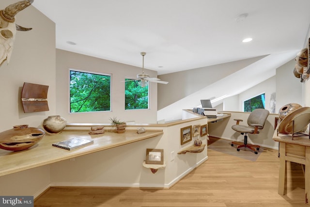 11566 Lake Newport Rd, Reston, VA 20194 - office area featuring light wood-style floors, a ceiling fan, baseboards, and recessed lighting