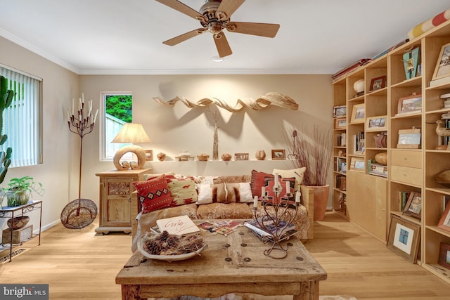 11566 Lake Newport Rd, Reston, VA 20194 - sitting room with wood finished floors, ceiling fan, crown molding, and baseboards