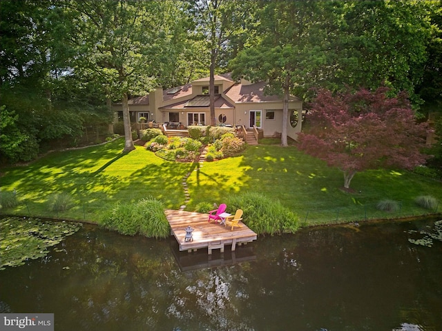 11566 Lake Newport Rd, Reston, VA 20194 - back of house with a yard and a deck with water view