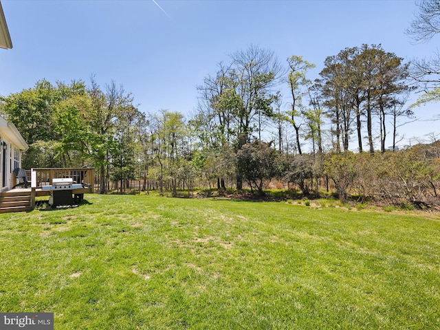 view of yard featuring a deck