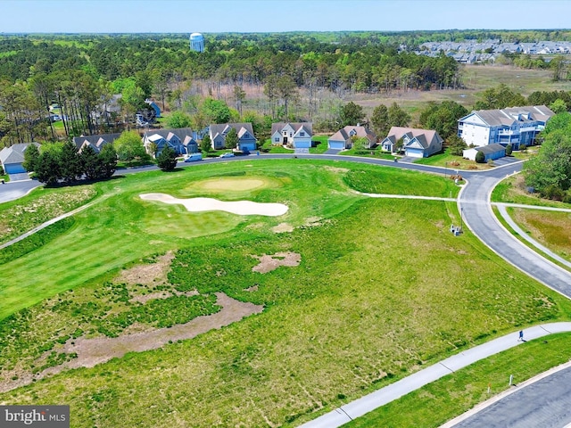 birds eye view of property featuring a residential view and golf course view