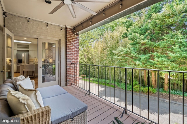 3233 Ellicott St NW, Washington, DC 20008 - wooden terrace with an outdoor hangout area and a ceiling fan