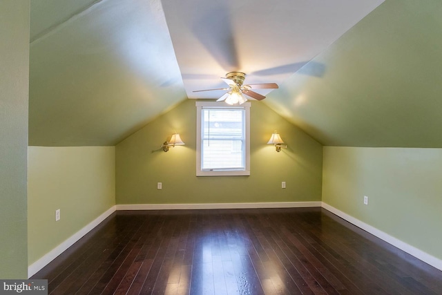 1724 E Branch Rd, State College, PA 16801 - additional living space with hardwood / wood-style floors, ceiling fan, baseboards, and lofted ceiling