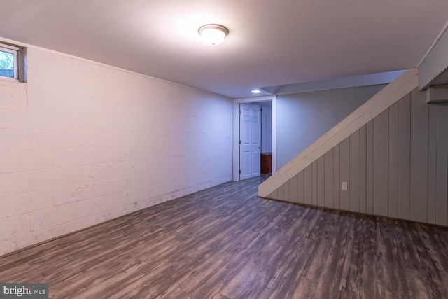 1724 E Branch Rd, State College, PA 16801 - basement with dark wood finished floors and concrete block wall