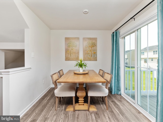 dining room featuring baseboards and wood finished floors