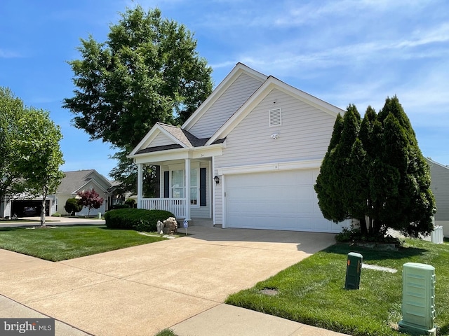 34 Dayton Cir, Fredericksburg, VA 22406 - view of front facade featuring a porch, concrete driveway, and a front yard
