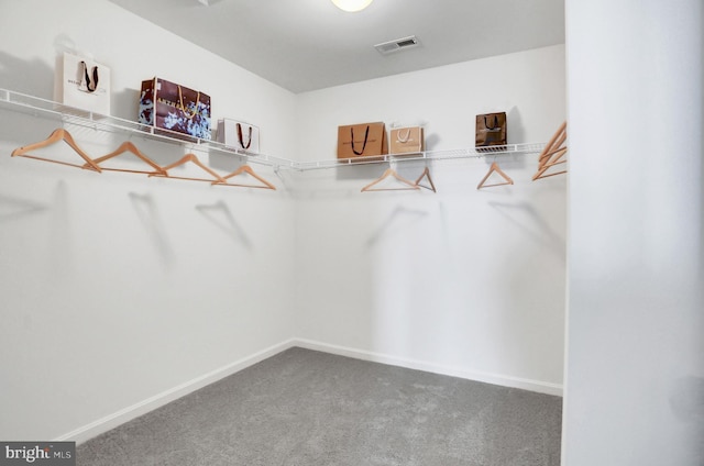 spacious closet with visible vents and carpet