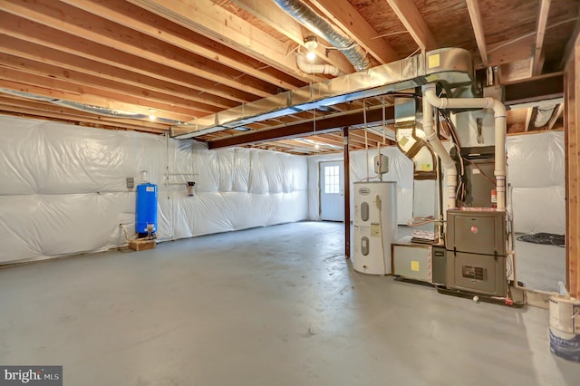 basement featuring water heater