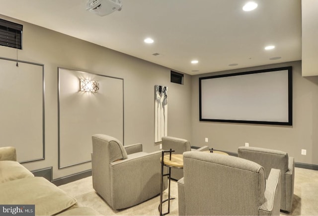 17905 Queen Anne Rd, Upper Marlboro, MD 20774 - cinema with recessed lighting, baseboards, visible vents, and light colored carpet