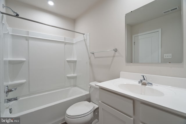 230 Rhea Dr, Martinsburg, WV 25403 - bathroom with visible vents, vanity, toilet, recessed lighting, and tub / shower combination
