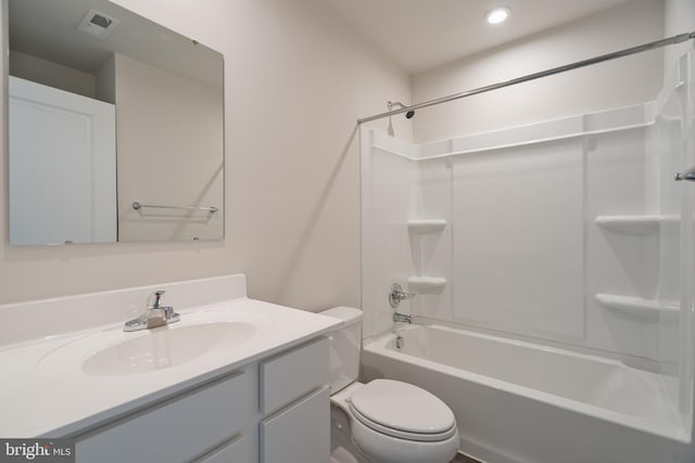 230 Rhea Dr, Martinsburg, WV 25403 - full bathroom featuring vanity, toilet, recessed lighting,  shower combination, and visible vents