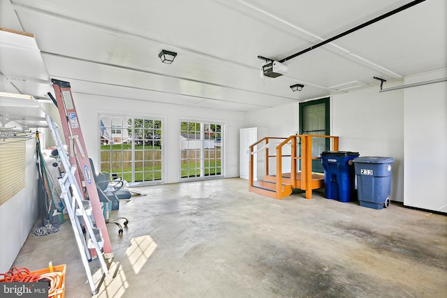 garage with a garage door opener