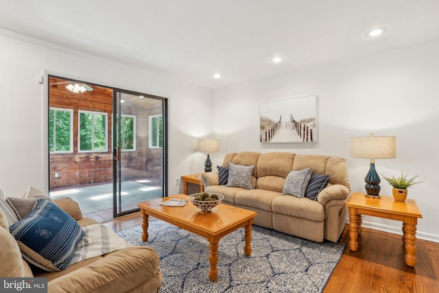 1406 Catlyn Pl, Annapolis, MD 21401 - living room featuring wood finished floors, recessed lighting, and crown molding
