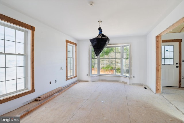 view of unfurnished dining area